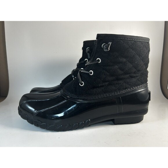 Nautica Wooley Duck Boots All Black Barely Worn Snow Rain Rubber Boots Size 10 - Picture 3 of 8